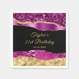 Guardanapo De Papel Festa de aniversário de lágrimas de vidro roxa e D