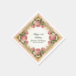 Guardanapo De Papel Festa de aniversário de Mansão Rosa de Vintage par