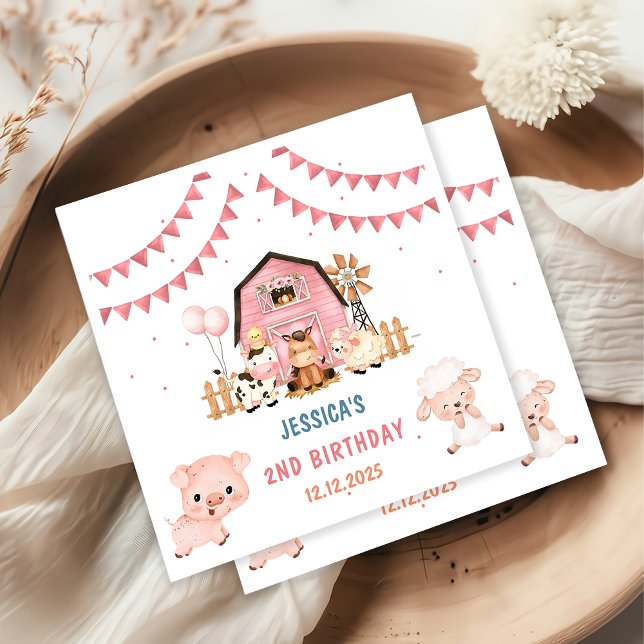 Guardanapo De Papel Festa de aniversário de Meninas Rosa (Criador carregado)