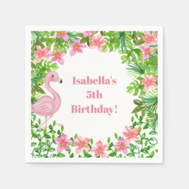 Guardanapo De Papel Festa de aniversario de meninas tropical Flamingo 