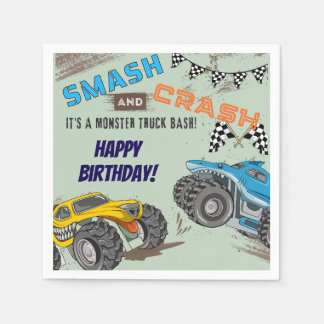 Guardanapo De Papel Festa de Aniversário de Menino de Monster Trucks 