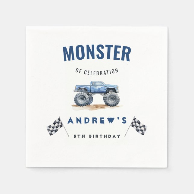 Guardanapo De Papel Festa de aniversário de Monstros de Crianças Moder (Frente)