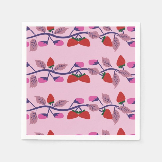 Guardanapo De Papel Festa de aniversário de morangos (Frente)