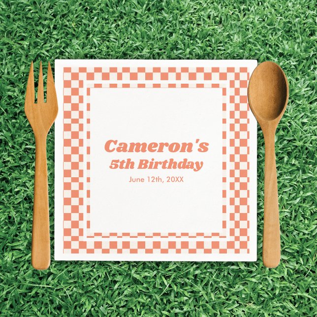 Guardanapo De Papel Festa de aniversário de Picnic Modern Orange Kids (Modern Orange Kids Picnic Birthday Party Napkins
)