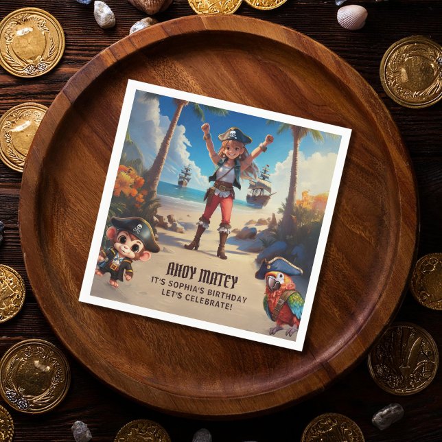 Guardanapo De Papel Festa de aniversário de Piratas da Ilha Tropical (Criador carregado)
