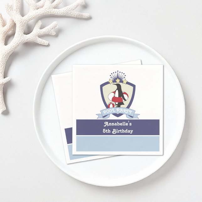 Guardanapo De Papel Festa de aniversário de Piscina do Clube de nataçõ (Criador carregado)