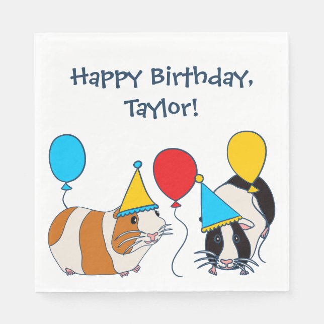 Guardanapo De Papel Festa de aniversário de Porcos e Balões da Guiné-C (Frente)