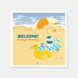 Guardanapo De Papel Festa de aniversário de praia divertida do garoto 
