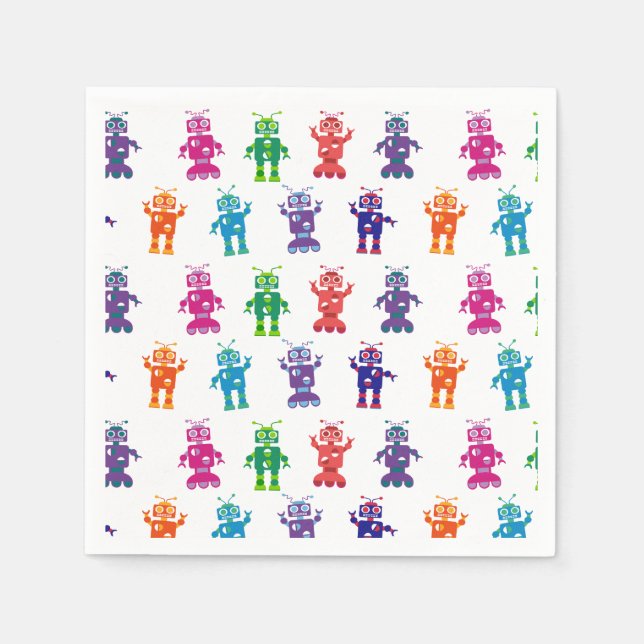 Guardanapo De Papel Festa de aniversário de Tema de Robô Louco (Frente)