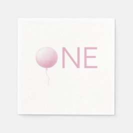 Guardanapo De Papel Festa de Aniversário de Um Ano de Menina com Balão