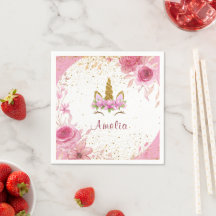 Festa de Aniversário de Unicórnio com Floral Rosa