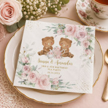 Festa de Aniversário de Ursinhos Teddy Rosa Floral