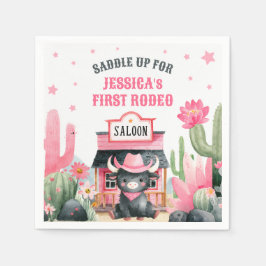 Guardanapo De Papel Festa de aniversário de Vaca do Primeiro Rodeo Hig