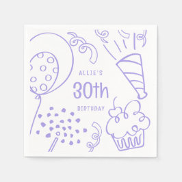 Guardanapo De Papel Festa de aniversário Desenhada À Mão Qualquer Trav