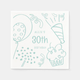 Guardanapo De Papel Festa de aniversário Desenhada À Mão Qualquer Verd