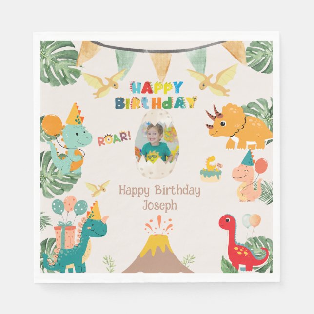 Guardanapo De Papel Festa de aniversário Dinossauro Napkins - Foto Per (Frente)