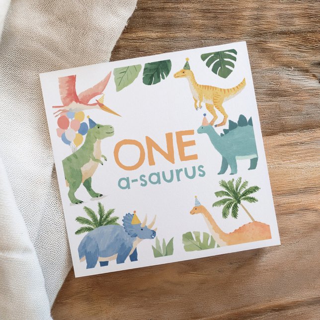 Guardanapo De Papel Festa de aniversário do Dinossauro de Aquarela (Criador carregado)