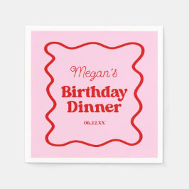 Guardanapo De Papel Festa de Aniversário do Janto Borda Vermelha Rosa