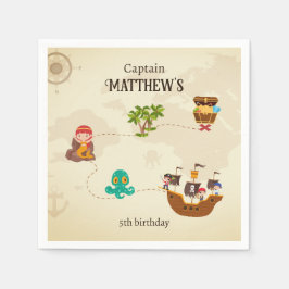 Guardanapo De Papel Festa de aniversário do tesouro de navio pirata