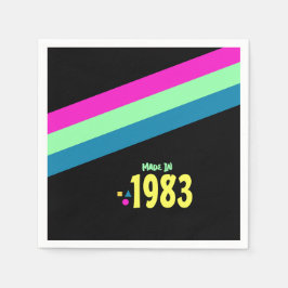 Guardanapo De Papel Festa de Aniversário dos Anos 80, Feito em 1983 Re