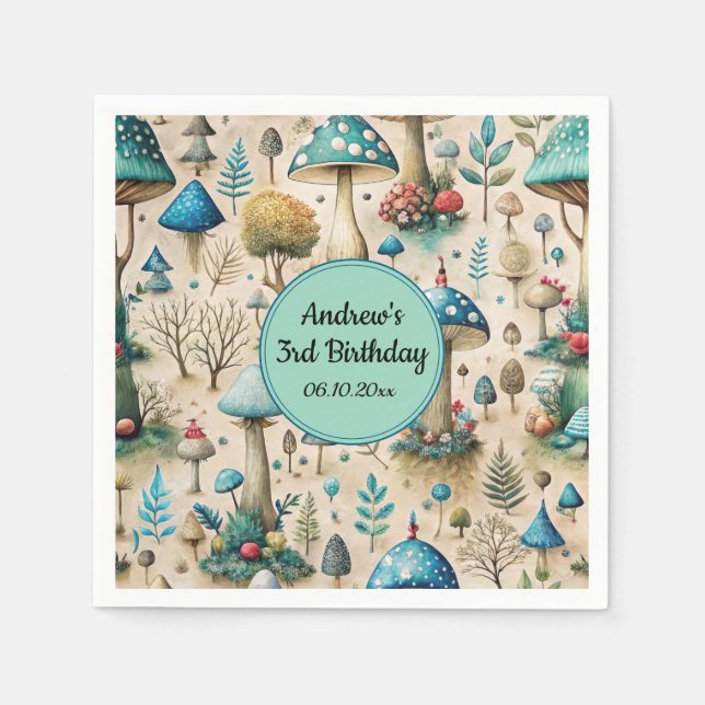 Guardanapo De Papel Festa de aniversário dos Cogumelos Fairyland (Frente)