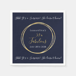 Guardanapo De Papel Festa de aniversário Dourada 50ª Surpresa do marin