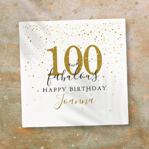 Guardanapo De Papel Festa de Aniversário Dourada e Preta 100 e Fabulos