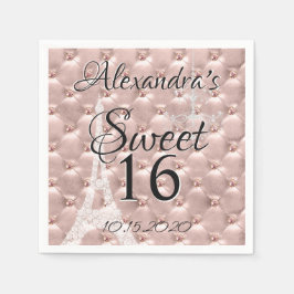 Guardanapo De Papel Festa de aniversário Dourada Paris Doce Dezesseis