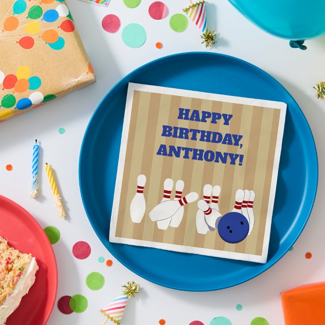 Guardanapo De Papel Festa de aniversário e Boliche dos pinos (Criador carregado)