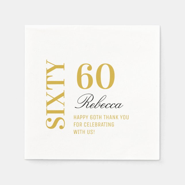 Guardanapo De Papel Festa de aniversário Elegante branco e Dourado coq (Frente)