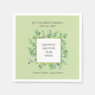 Guardanapo De Papel Festa de aniversário Elegante Greenery Personaliza
