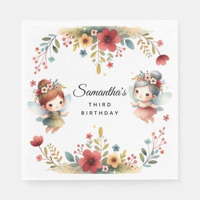 Guardanapo De Papel Festa de aniversário Encantada de Garden Fada (Frente)