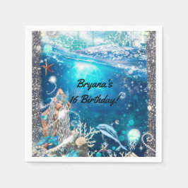 Guardanapo De Papel Festa de Aniversário Encantada Fantasia de Sereia