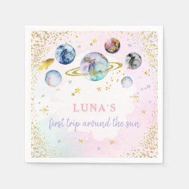 Guardanapo De Papel Festa de aniversário Espacial Primeira Viagem Em T