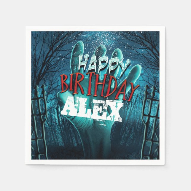 Guardanapo De Papel Festa de Aniversário Feliz Zombie (Frente)