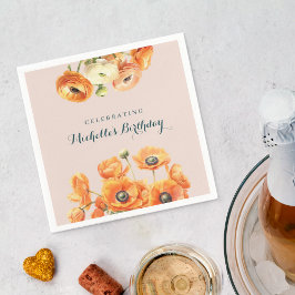 Guardanapo De Papel Festa de aniversário Floral do Jardim Cor-de-Rosa 