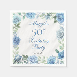 Guardanapo De Papel Festa de aniversário Floral Elegante Azul Rosa 50