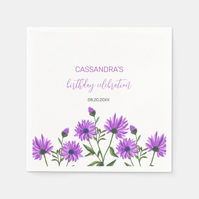 Guardanapo De Papel Festa de aniversário Floral Elegante Xeranthemum (Frente)