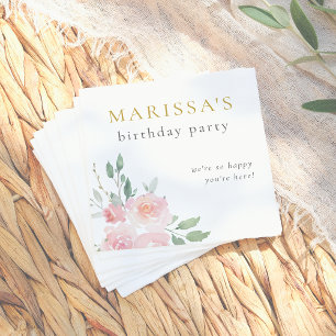 Guardanapo De Papel Festa de aniversário Floral Pintada por Script Dou