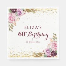 Festa de aniversário floral roxa 60ª