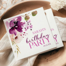 Guardanapo De Papel Festa de aniversário Floral Violeta Roxo