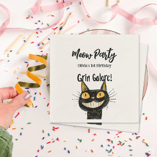 Guardanapo De Papel Festa de aniversário Gatinho Preto Personalizado