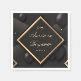 Guardanapo De Papel Festa de aniversário Geométrica Dourada Elegante P