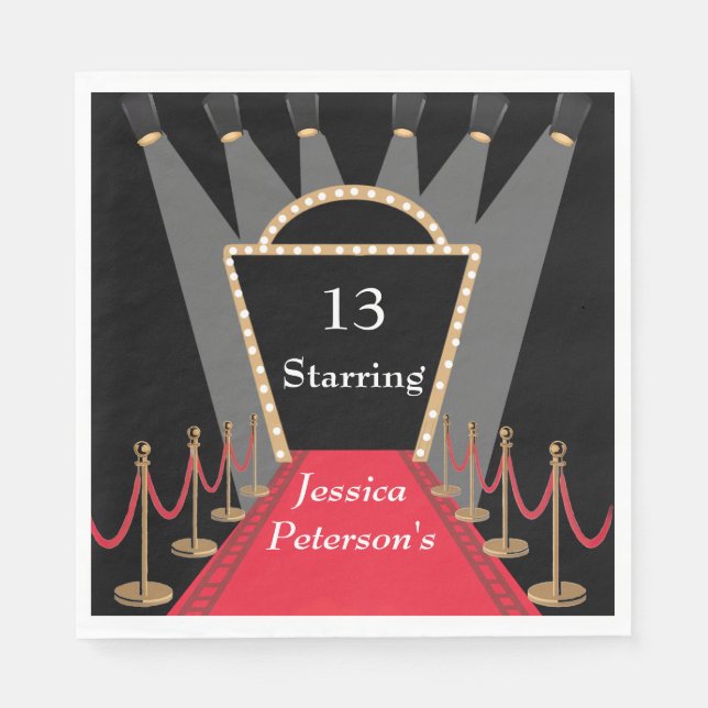 Guardanapo De Papel Festa de aniversário glamourosa do Red Carpet Movi (Frente)