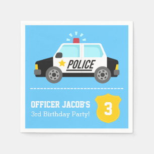Guardanapo De Papel Festa de Aniversário Infantil Carro de Polícia Sir