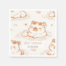 Guardanapo De Papel Festa de Aniversário Infantil com Capivara Fofa de