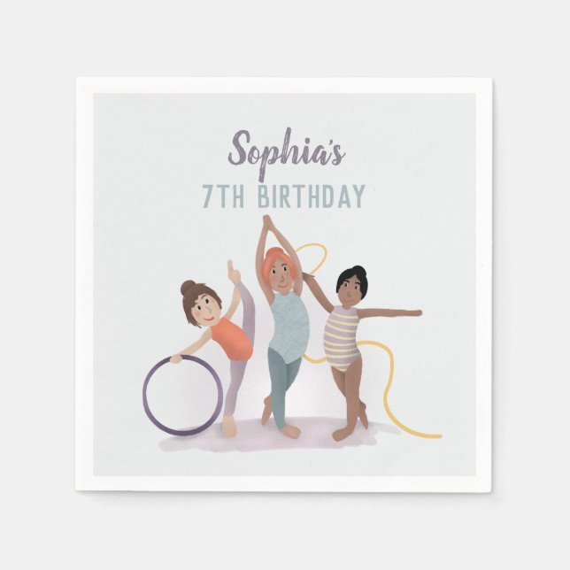 Guardanapo De Papel Festa de Aniversário Infantil Feminina de Ginástic (Frente)