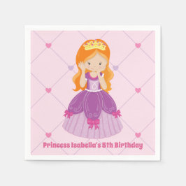 Guardanapo De Papel Festa de Aniversário Infantil Princesa Ruiva Fofa 