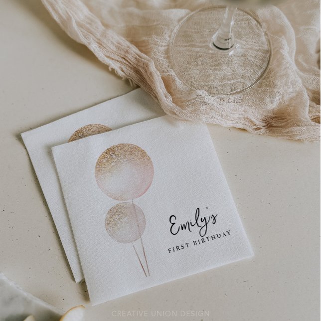 Guardanapo De Papel Festa de aniversário inicial de balões brilhantes  (Minimal First Birthday)