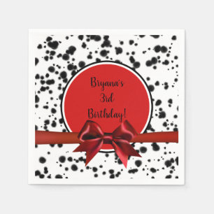 Guardanapo De Papel Festa de Aniversário Laço Vermelho Branco Dalmatas